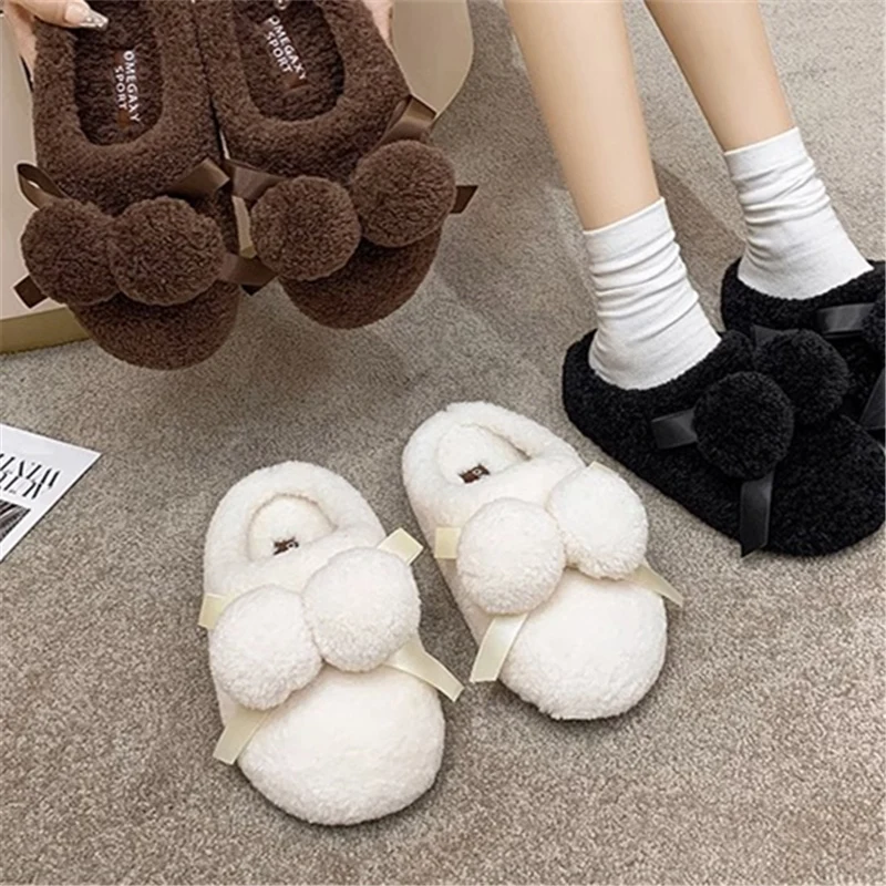 

Flat Shoes Female Womens Slippers Outdoor Flock Pantofle Slides Cover Toe Platform Fur Flip Flops Low 2023 Plush Rubber with fur