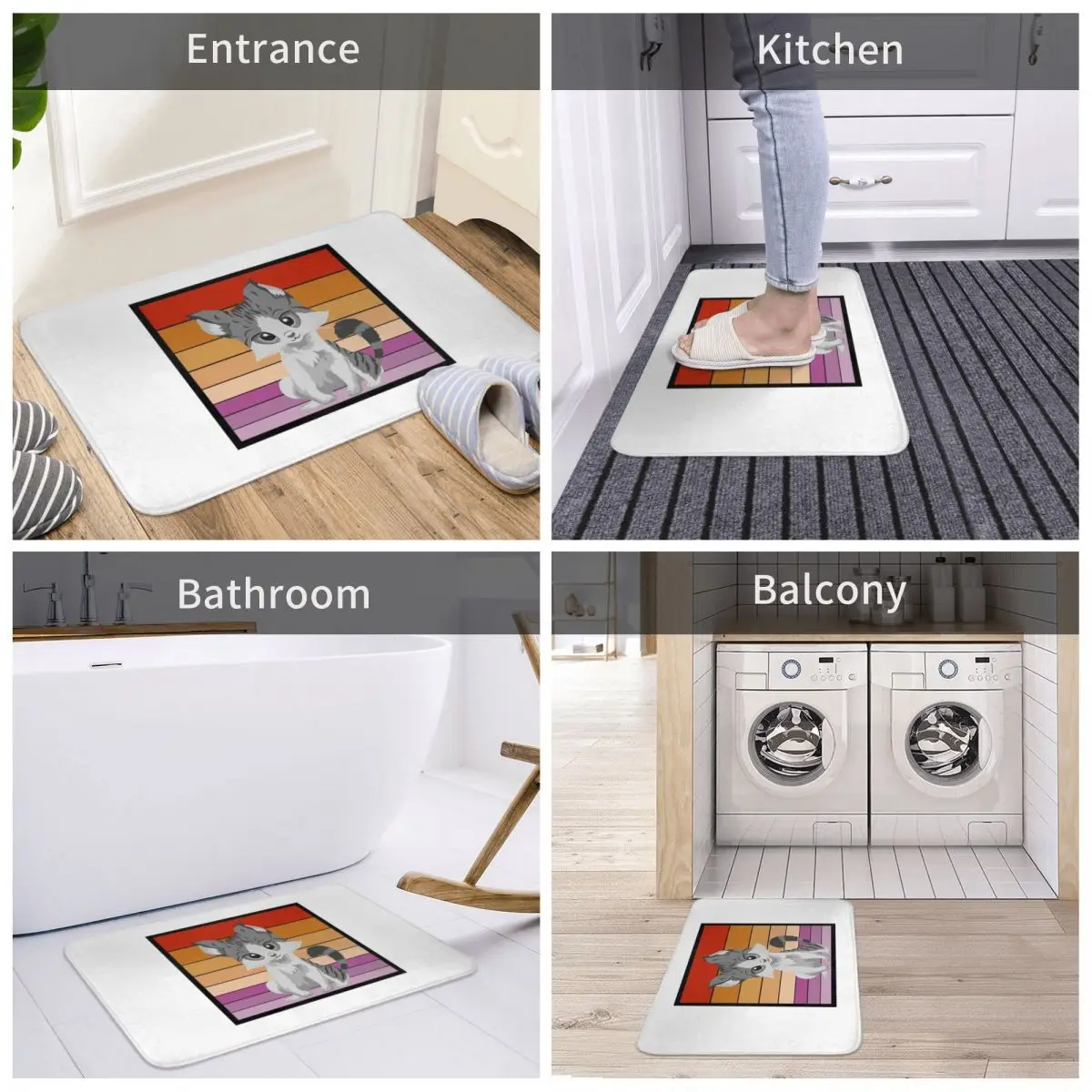 Противоскользящий ковер с рисунком кошки и надписью Hey 2022 | Дом сад