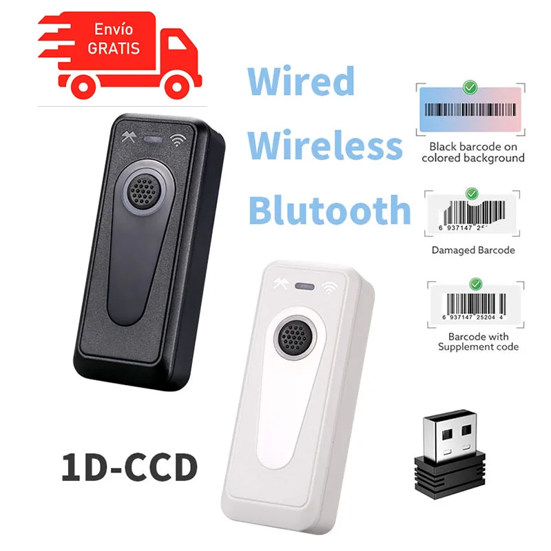 Escáner de código de barras Bluetooth 1D CCD Lector inalá