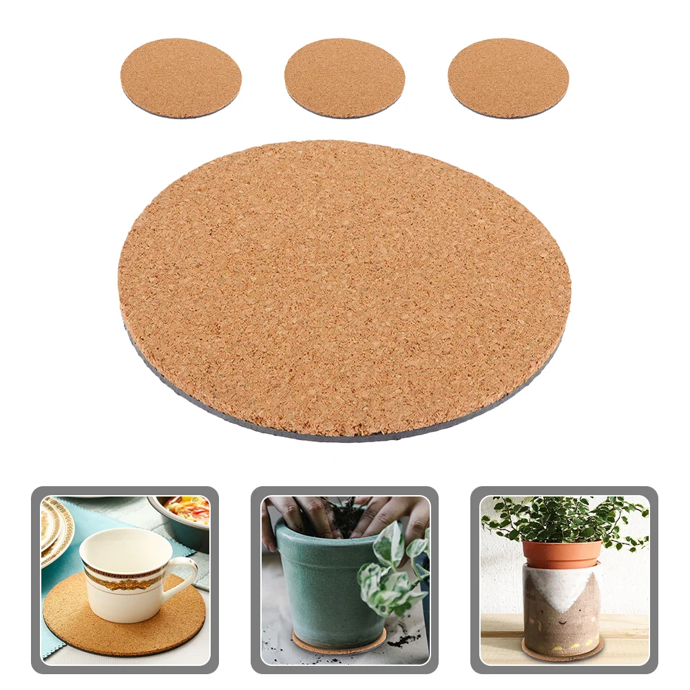 4pcs Thicken  Antiskid  Saucer Round  Natural Flower Pot Pads Cork Mats Cork Pot Pads Flowerpot Coasters