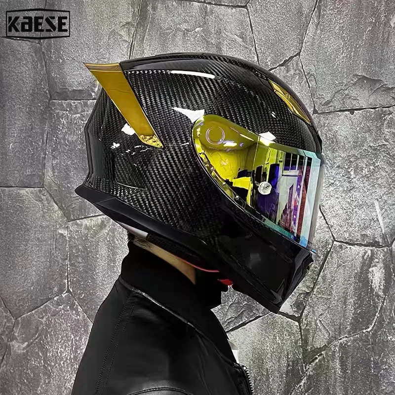 Мотоциклетный шлем из углеродного волокна гоночный на все лицо для езды по