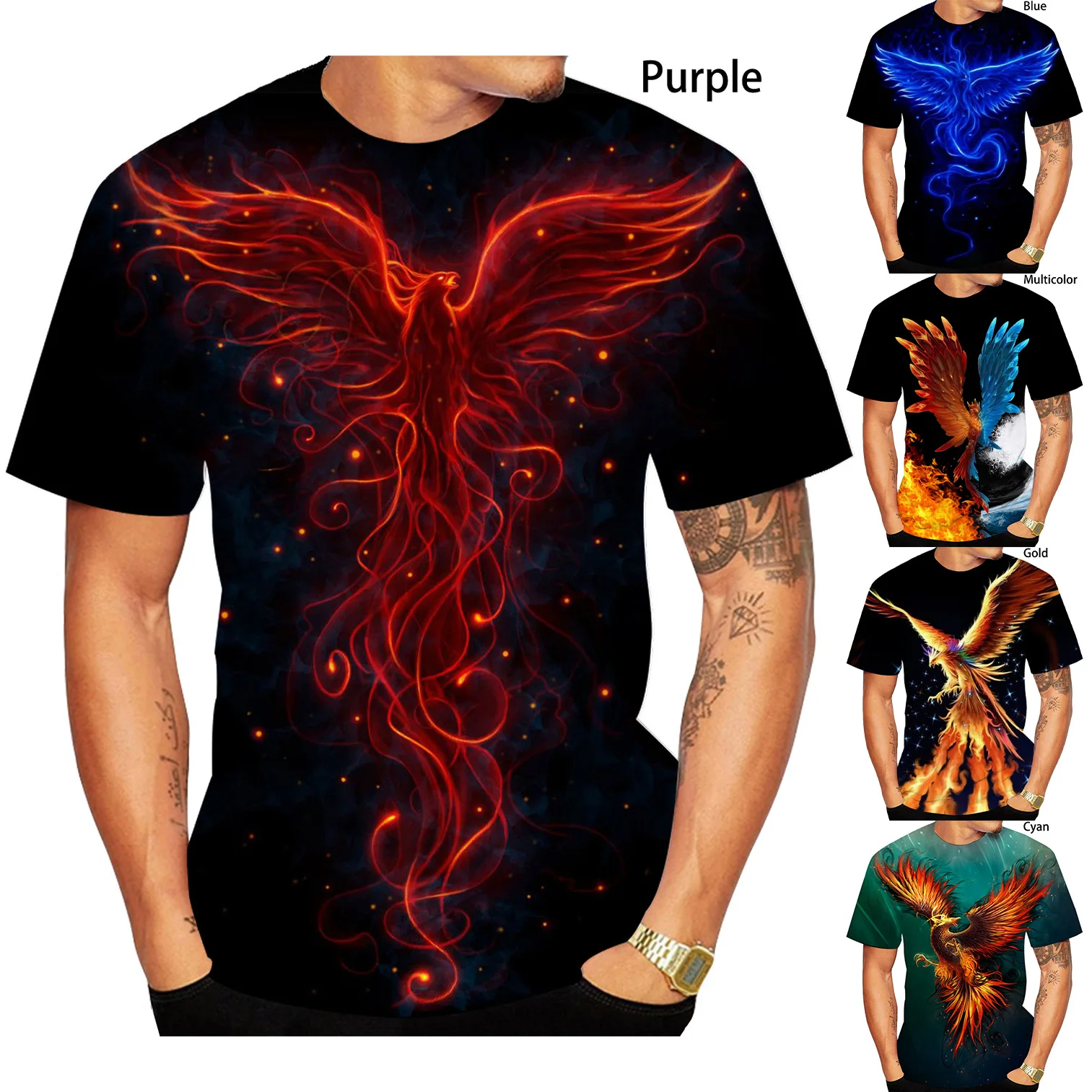 Yeni moda 3D baskı Phoenix Phoenix T Shirt serin güneş kuşlar kısa kollu tişört sıcak erkek/kadın TShirt Unisex yaz Tees