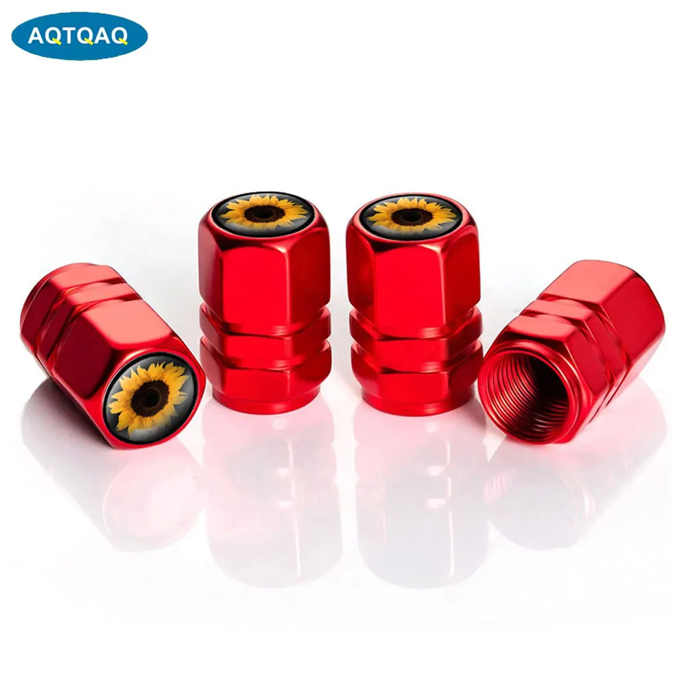 4 Pcs Tire Valve Caps Heavy-Duty Stem Covers with O Rubber Seal Outdoor All-Weather Leak-Proof Air Protection Aluminum Alloy