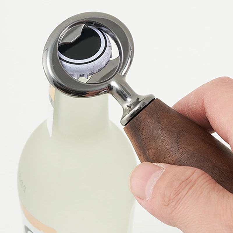 Открывалка для бутылок с деревянной ручкой открывалка пивных черный штопор из