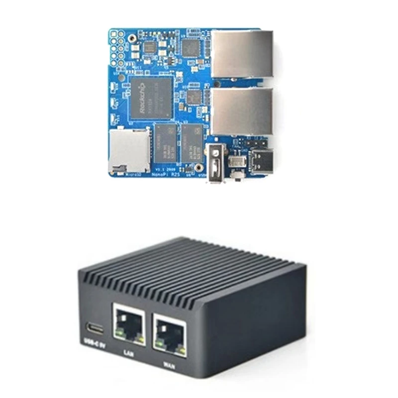 Фото Мини-роутер NanoPi R2S RK3328 с 1 ГБ DDR4 ОЗУ, металлическим корпусом с ЧПУ, двумя гигабитными портами и системой OpenWrt-A12I №4