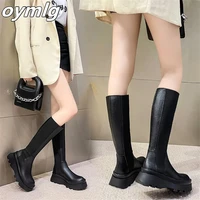 boots 2022 autumn and winter round head new fashion muffin heel sleeve casual high leather boots spot womens shoes