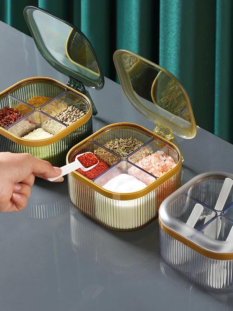 

Seasoning Box Combination Set Home Kitchen Seasoning Tank Salt Msg Seasoning Box One Multi-grid Seasoning Storage Box