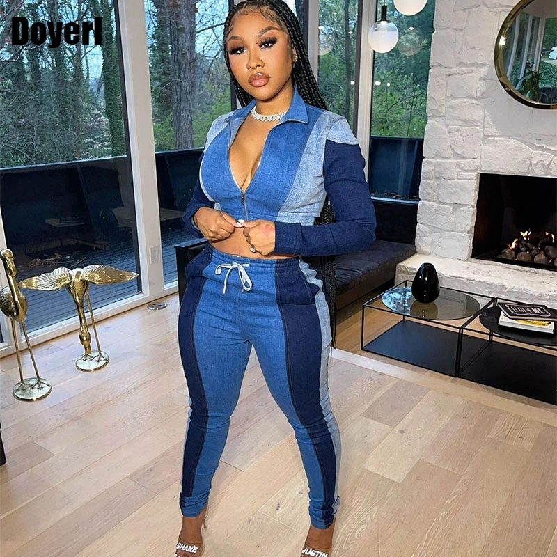 

Повседневный Спортивный костюм для женщин, комплект из 2 предметов, осенний спортивный костюм для женщин, укороченный топ на молнии, куртка ...