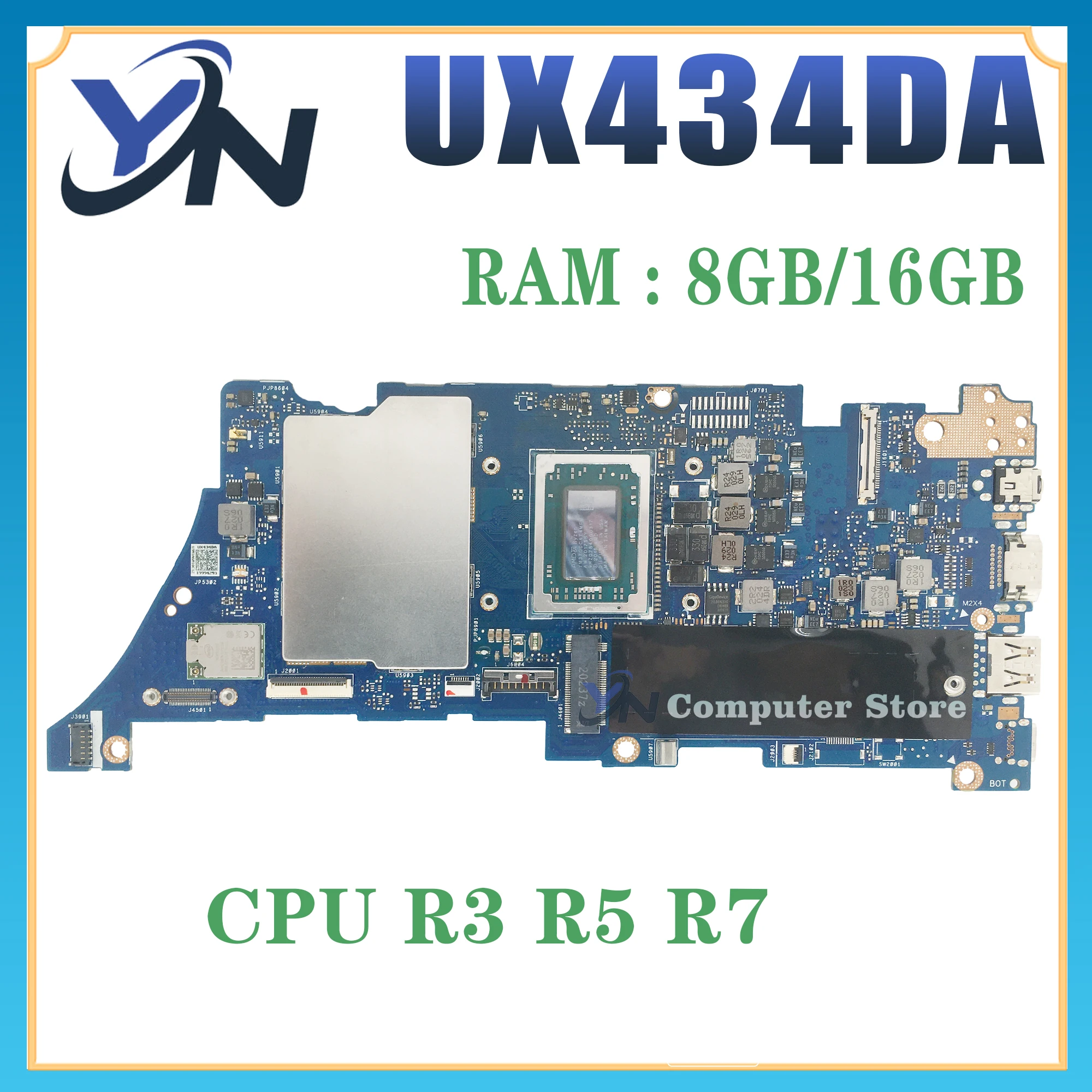 

UX434DA Mainboard For ASUS Zenbook 14 UM433D UX434DA UX434D UM433 Laptop Motherboard W/16GB-RAM R5-3500U R7-3700U 100% Test OK