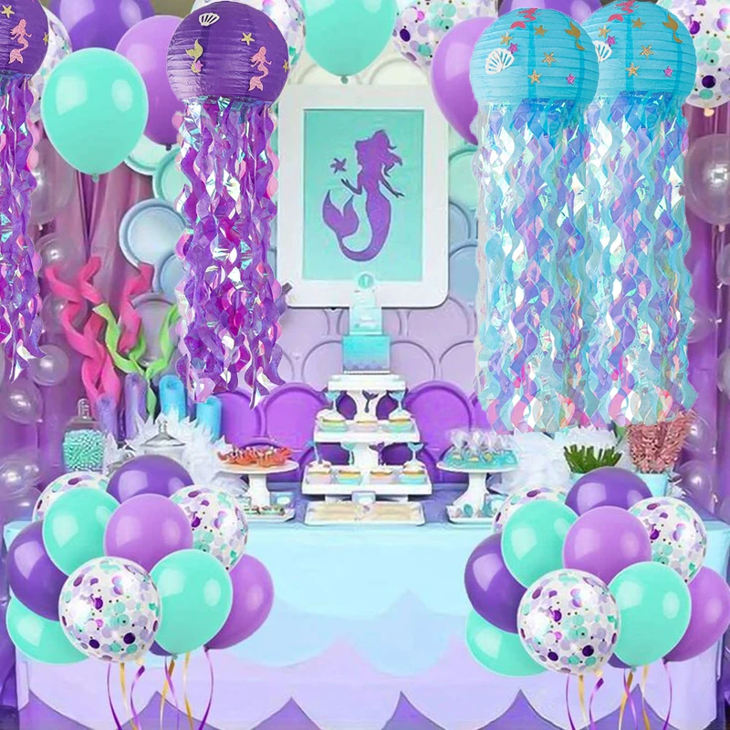 

Decoration DIY Mermaid Party Jellyfish Paper Lantern Underwater Party Decoration Girl Birthday Party Jellyfish Party