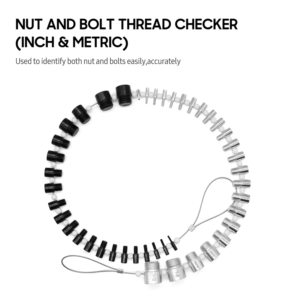 

Universal Nut & Bolt Thread Checker Inch & Metric Thread Tester Bolt 44 Male/Female Gauges Lightweight 23 Inch & 21 Metric Sizes