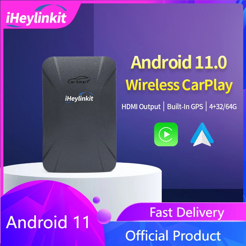 

iHeylinkit Wireless Android Auto CarPlay AI Box 4+64G Car Smart Dongle For Netflix YouTube Play For Audi VW Ford Kia Honda Benz