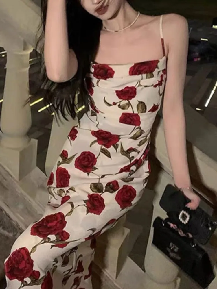 Платье-миди женское на тонких бретелях пикантный элегантный облегающий вечерний