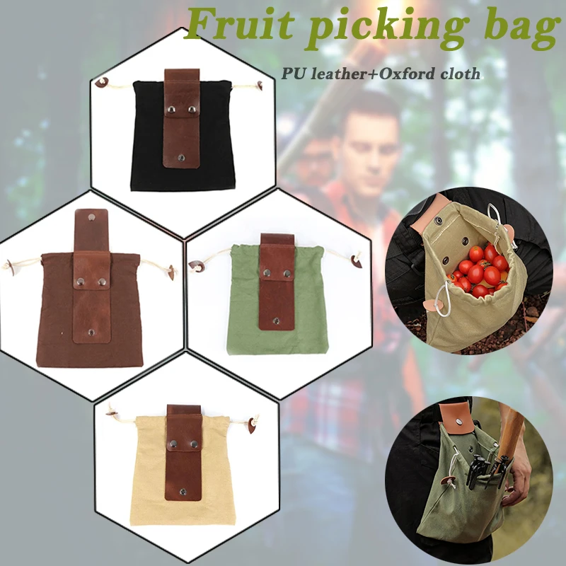 

Leather Waxed Canvas Pouch Outdoor Foraging Bag Garden Tools Bag Tote Garden Tools Bag In Water Proof Canvas Rolling Bag tool