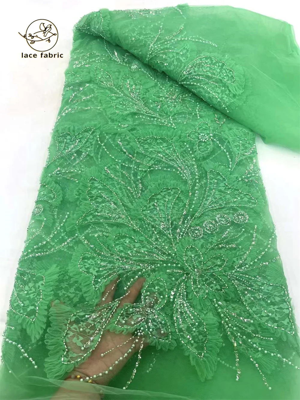 Новый дизайн африканская бисерная кружевная ткань 2024 высокое качество 3D стиль