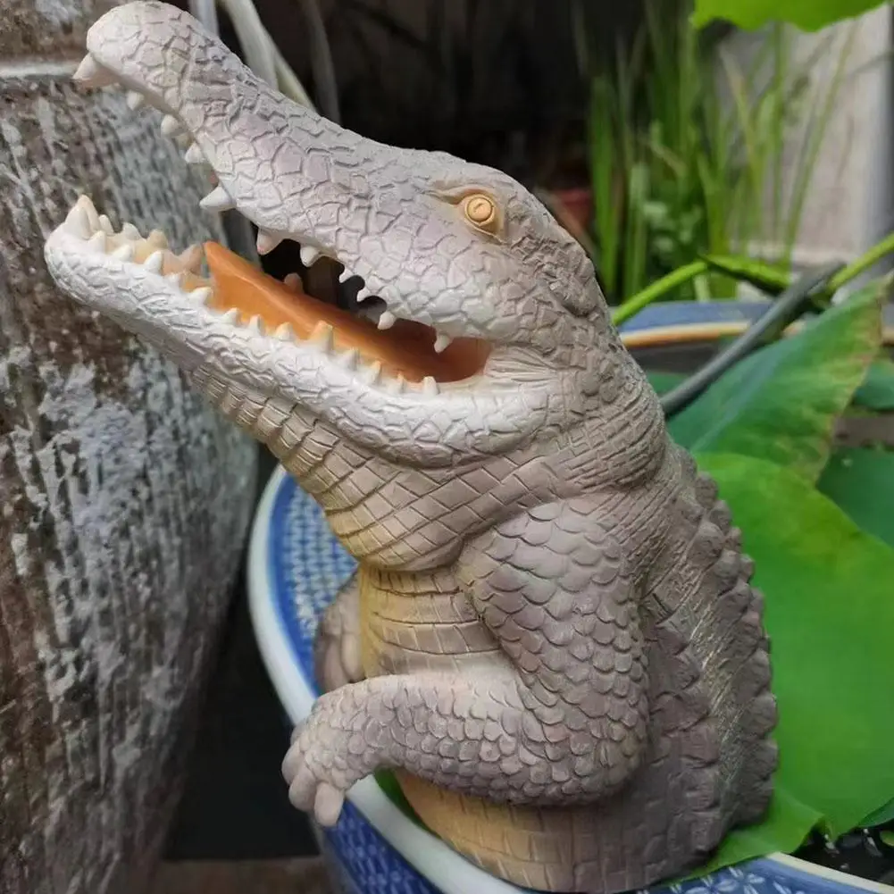 

Статуэтка из 3D смолы под крокодила с головой белой акулы для дома, двора, сада, художественные фигурки, декоративные украшения ручной работы