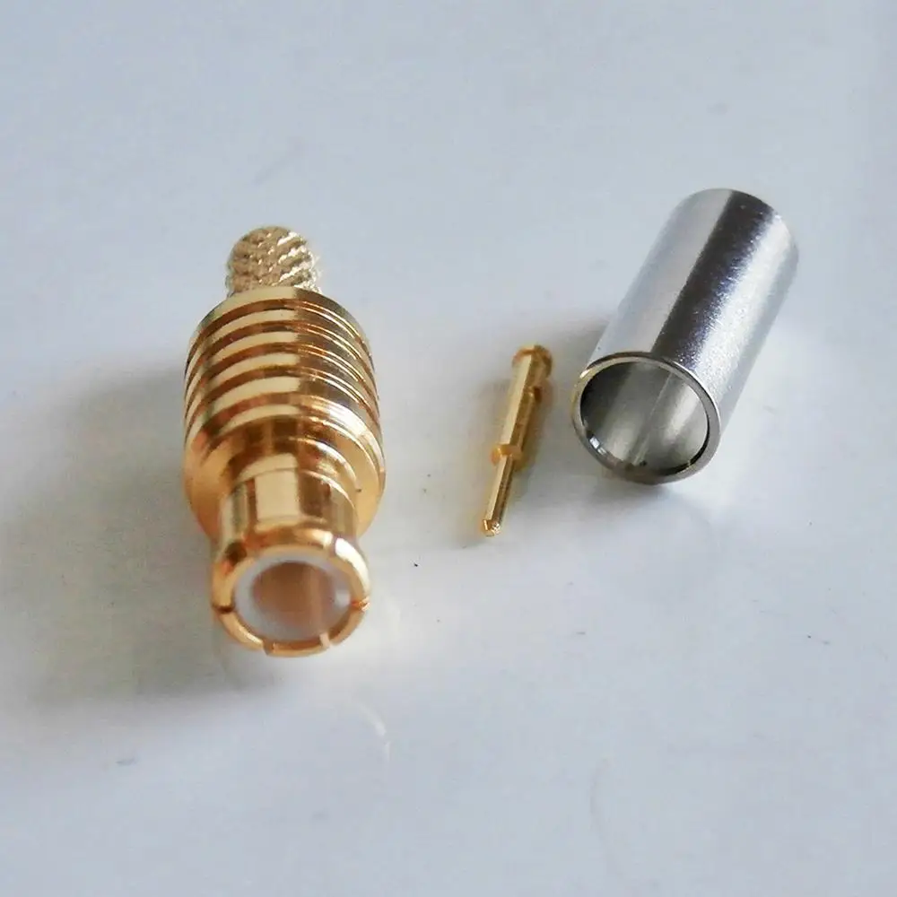 

10Pcs RF Coax Connector Socket MCX Male Crimp for RG316 RG174 RG179 LMR100 RF Coaxial cable antenna Gold Plated Brass PTFE