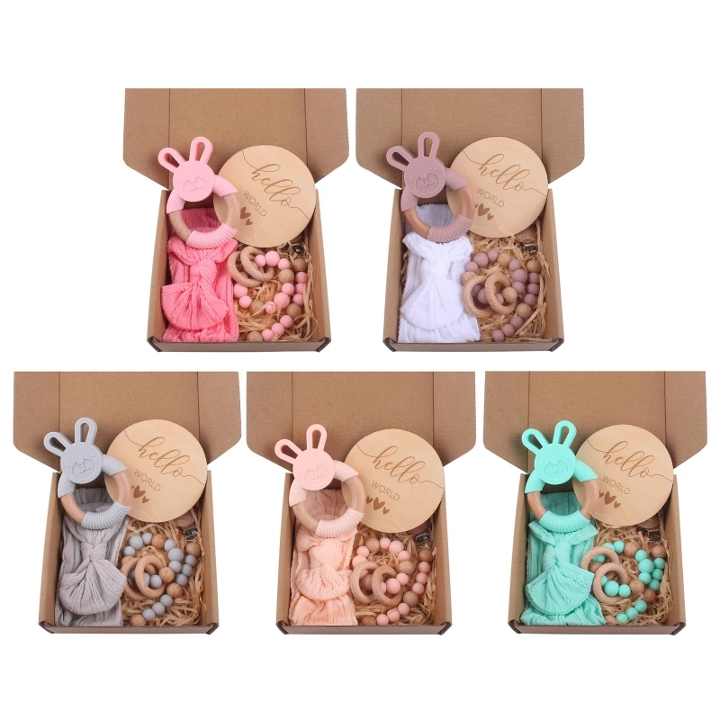 

5pieces Baby Pacifier Clip Chain Appease Supplies Pacifier Clip with Headband Teether Bangle for Infant Nursing