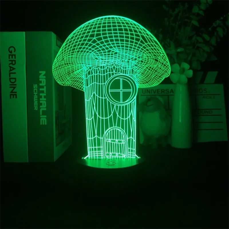 

Mushroom House Nightlight Lamp Alarm Clock Base Light Battery Oeprated Color Changing Dropship Projector Living Room Desk