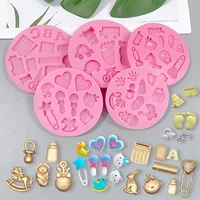 small baby footprint pacifier fondant silicone mold baby series trojan horse stroller diy chocolate baking tool cake decoration
