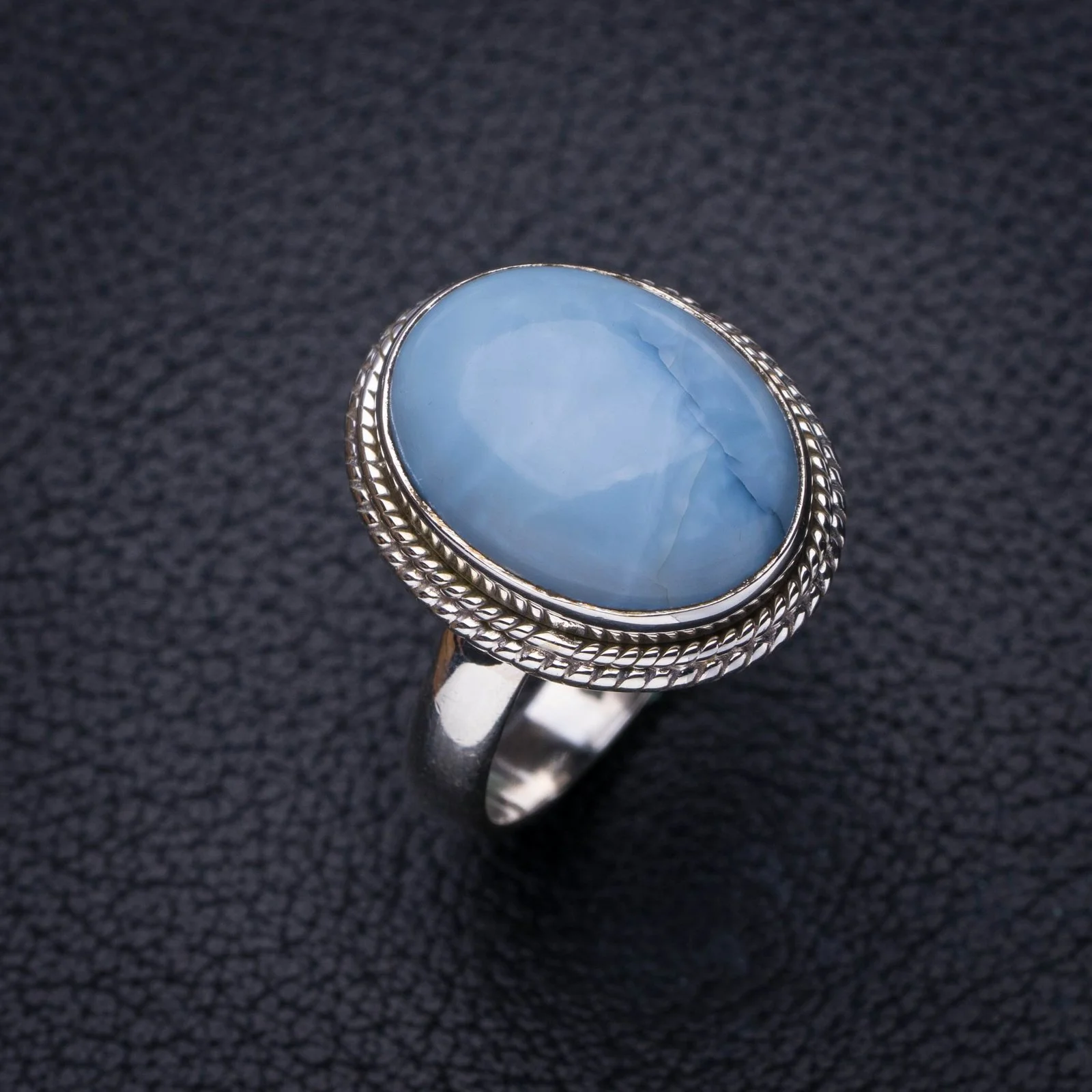 

StarGems Natural Blue Opal Handmade 925 Sterling Silver Ring 8.25 E8402