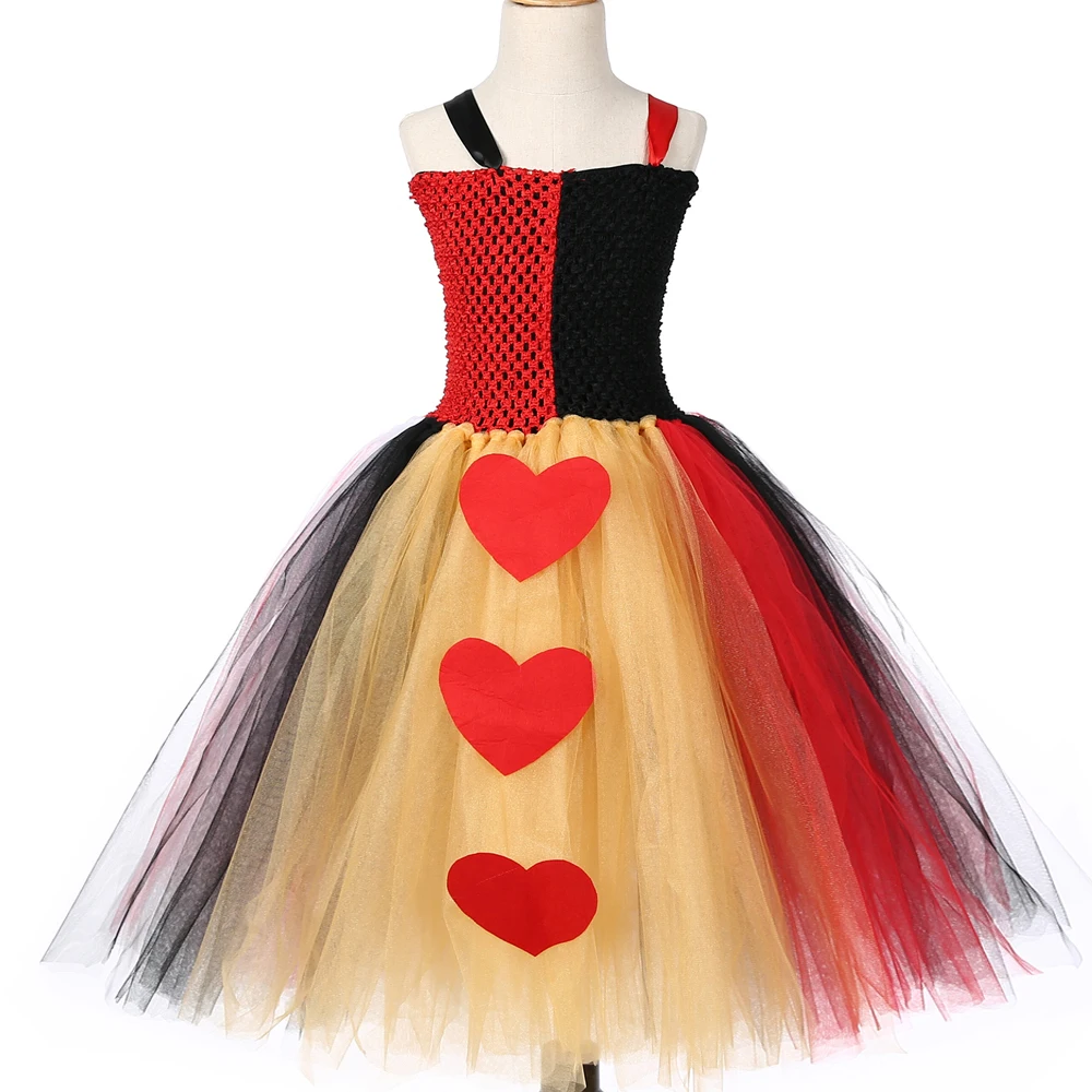 Длинные платья Red Queen of Hearts для девочек костюмы на Рождество и Хэллоуин детский