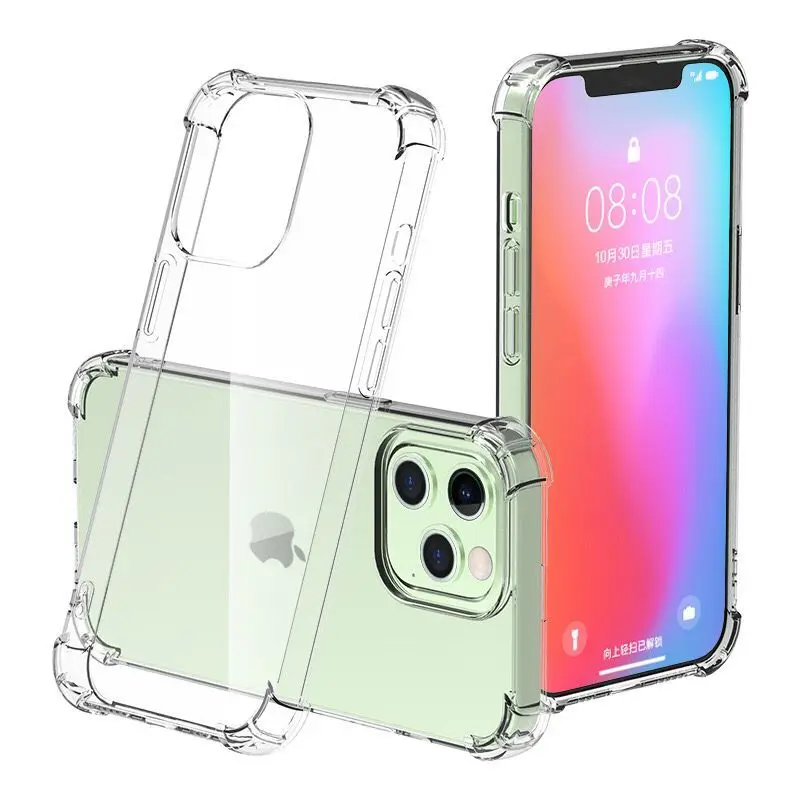 

Transparent Shockproof Case for iPhone 13 12 11 Pro Max XS XR 7 8 Plus SE2020 Clear Anti knock Phone Shell Soft TPU Back Cover