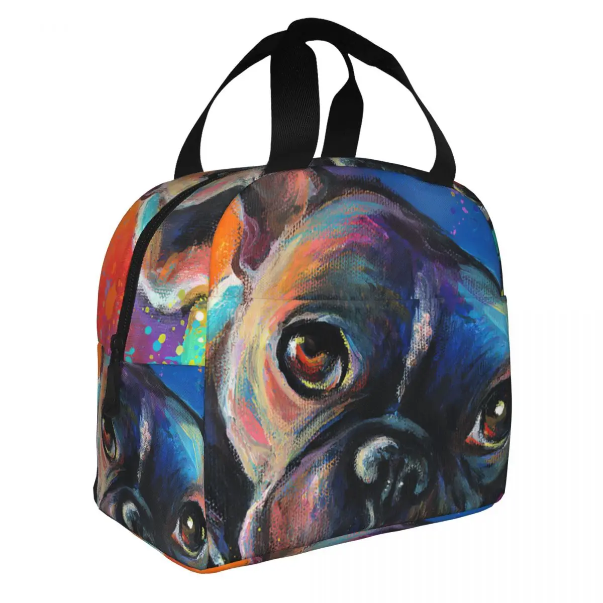 Whimsical Colorful French Bulldog Lunch Bento Bags Portable Aluminum Foil thickened Thermal Cloth Lunch Bag for Women Men Boy