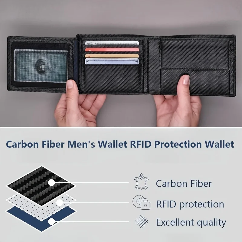 Фото Мужской кошелек - двойные RFID-кошельки с 9 кредитными картами, 1 окошком для удостоверения личности, тонкий минималистичный передний карман, подарок для мужчин №5