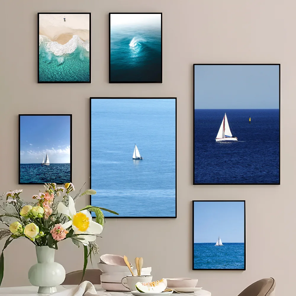 Художественный Постер Beach Ocean Wave - Самоклеящаяся Белая Бумага Современный Стиль