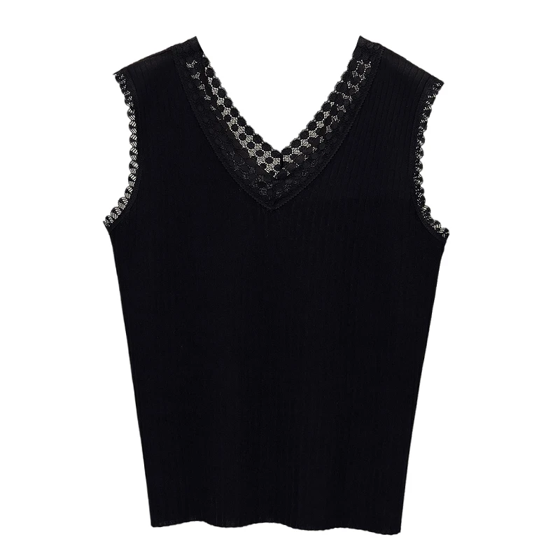Майка женская кружевная трикотажная красивый облегающий жилет Трикотажная