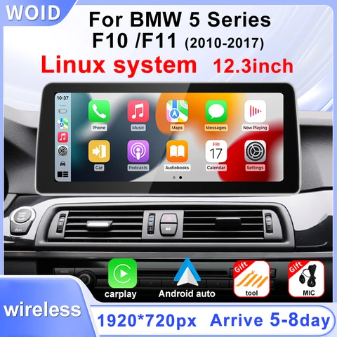 Заводская цена 12,3-дюймовый экран дисплея для BMW 5 серии F10 F11 CIC NBT Wireless Carplay Android Auto Автомобильный мультимедийный видеоплеер