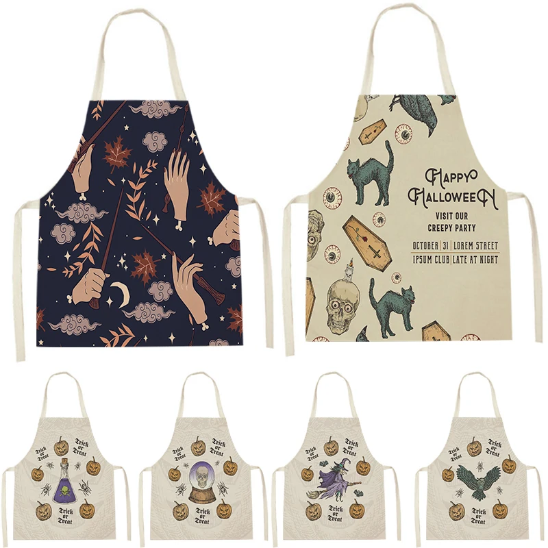 

WQJ96 Kitchen Apron for Women Sleeveless Cotton Linen Kids Family Matching Aprons Cooking Cleaning Pinafore Baking Waist Bib