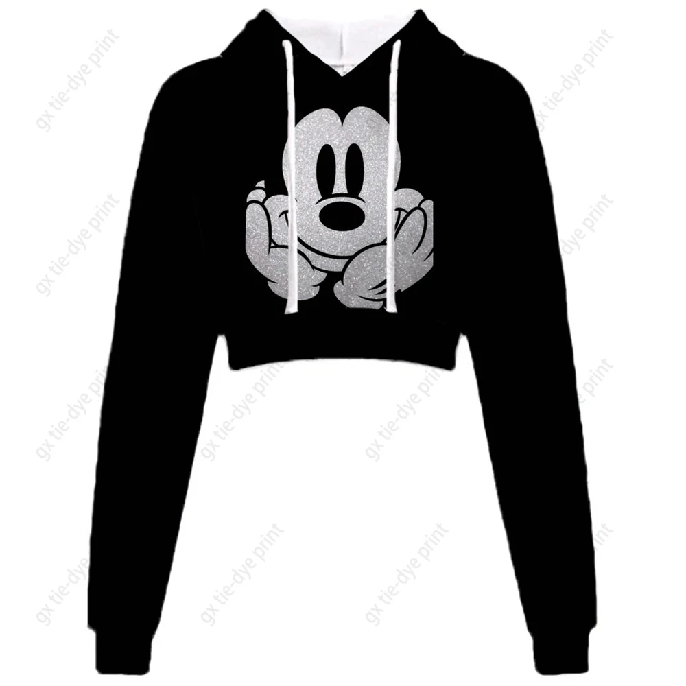 

Женская Короткая Толстовка с капюшоном и принтом Минни Микки Маус