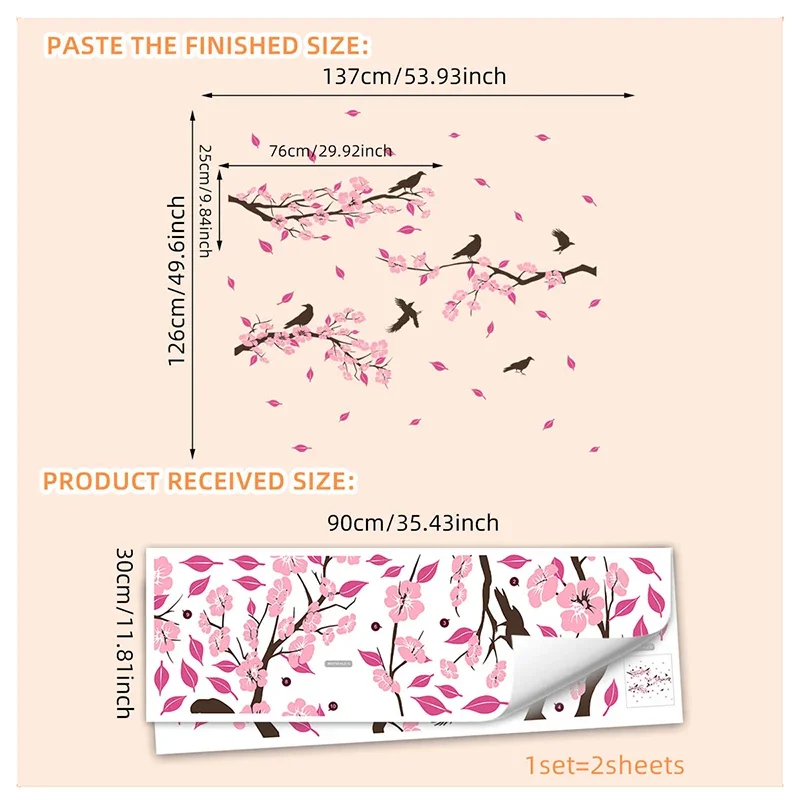 Романтические виниловые обои с искусственным рисунком розового персикового