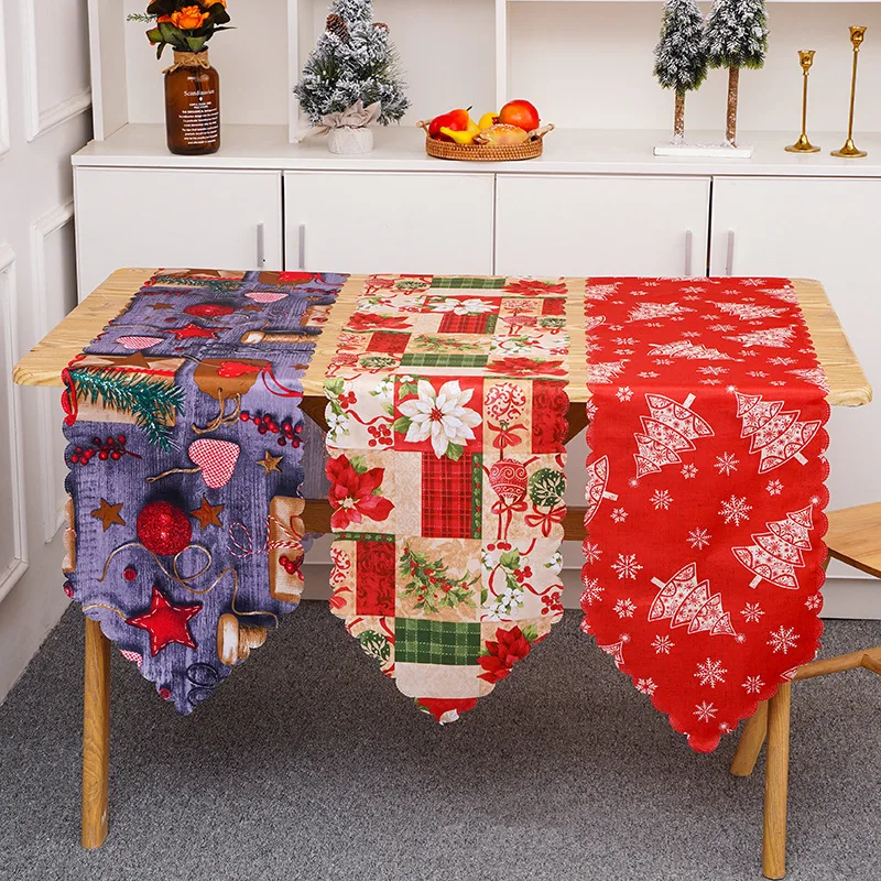 

Safflower Pine Leaves Christmas Table Runner Xmas Table Flag Cover Navidad Natal Gifts Christmas Decor New Year 2023 Tablecloth