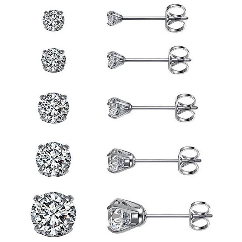 1 пара гипоаллергенные серьги-гвоздики из нержавеющей стали 4/5/6/7 мм