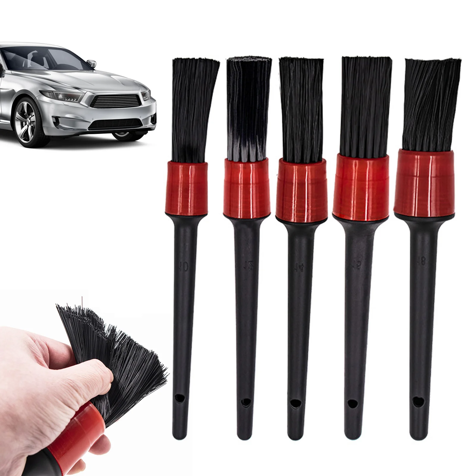 

5Pcs Detailing Brush Set Car Brushes Wash Cleaning Car Wheels Interior Dashboard Air Outlet Vents Brush Car Cleaning Tools