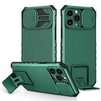 slide door lens armor case for iphone 13 pro max 12 11 xs xr 7 8 plus case shockproof kickstand camera protector phone cover