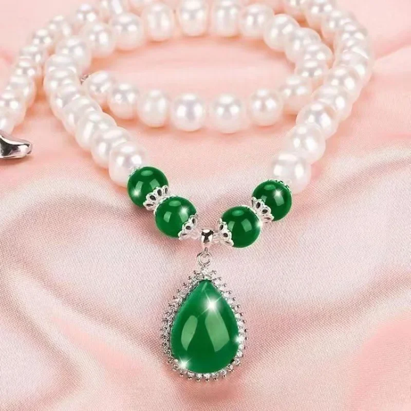 Ожерелье из натурального пресноводного жемчуга женская цепочка на ключицы