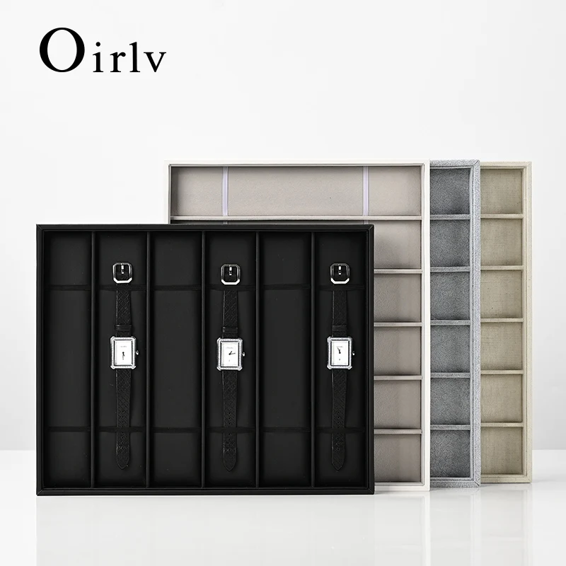 Фото Подставка для часов Oirlv на 6 слотов, из искусственной кожи, для демонстрации и хранения ювелирных изделий, настольная подставка для часов и украшений №1