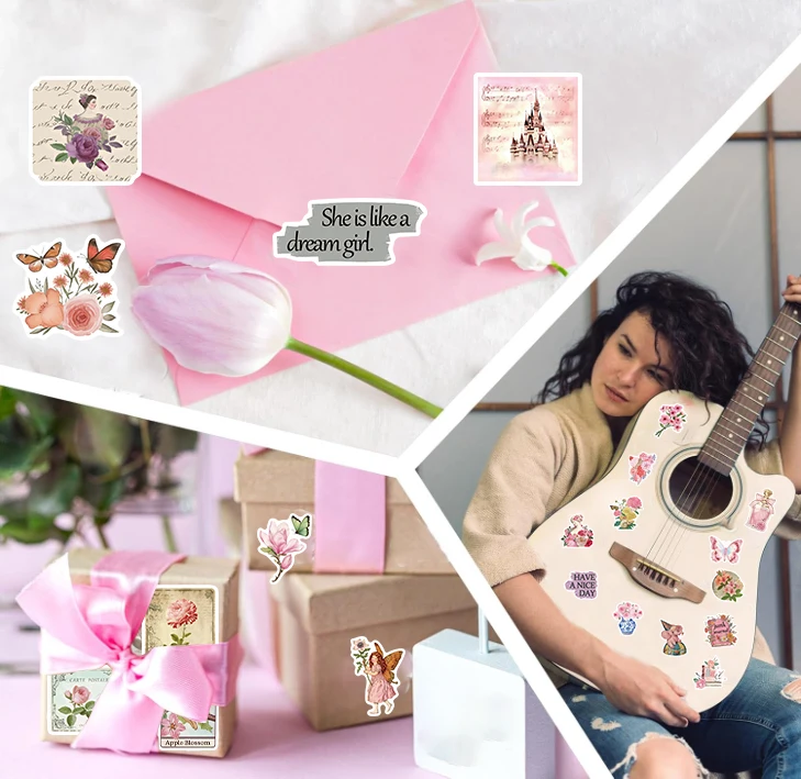 50 шт. ретро розовый коллаж наклейка с каракулями водостойкая в стиле граффити