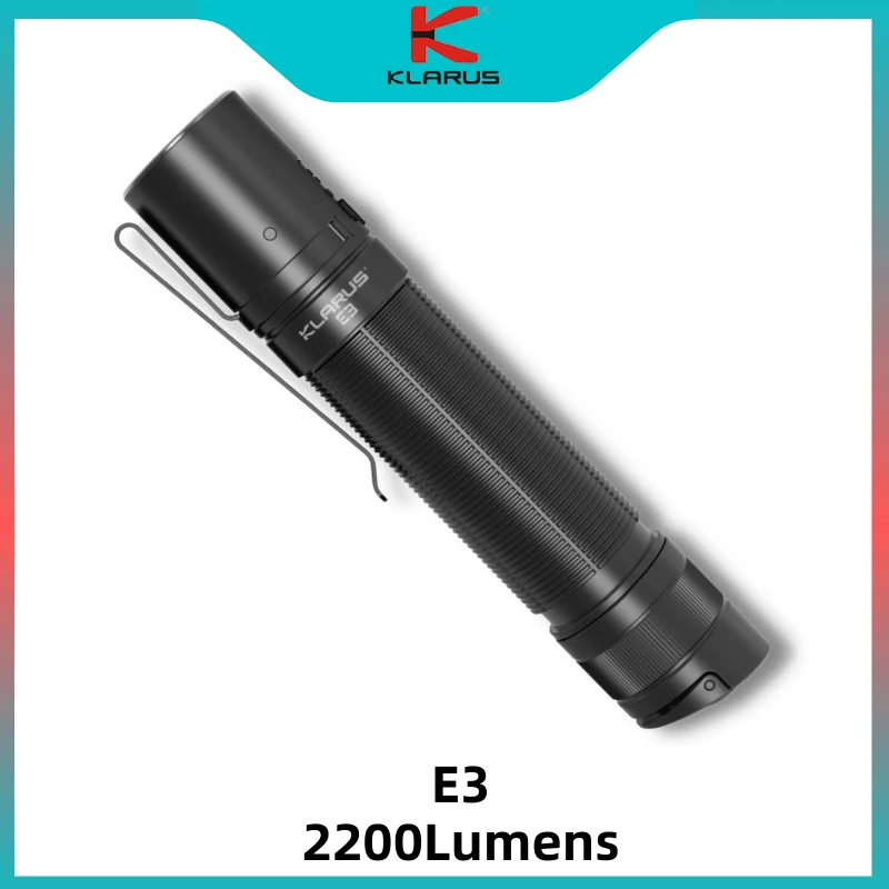 

Klarus E3 2200Lumens Tactical Flashlight Type-C Rechargeable Tail Dual Switch With 21700 Battery High Performance Troch Lantern