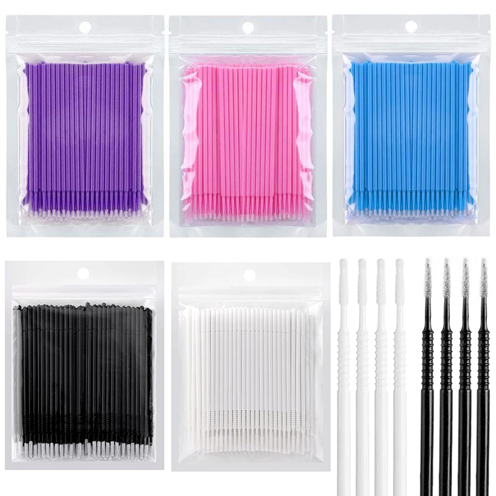 

100Pcs Bendable Microbrush Disposable Micro Brushes Applicators Lash Glue Cleaning Cotton Swab Makeup Eyelash Extension Supplies