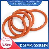O Ring CS 3.5 mm ID 26 mm OD 33 mm Material With Silicone VMQ NBR FKM EPDM ORing Seal Gaske