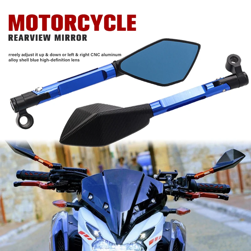 

Custom Motorcycle Rearview Side Mirrors 8mm 10mm For KAWASAKI Z750 NINJA250 HONDA R1 R6 FZ6 SUZUKI YAMAHA Trendy Handsome