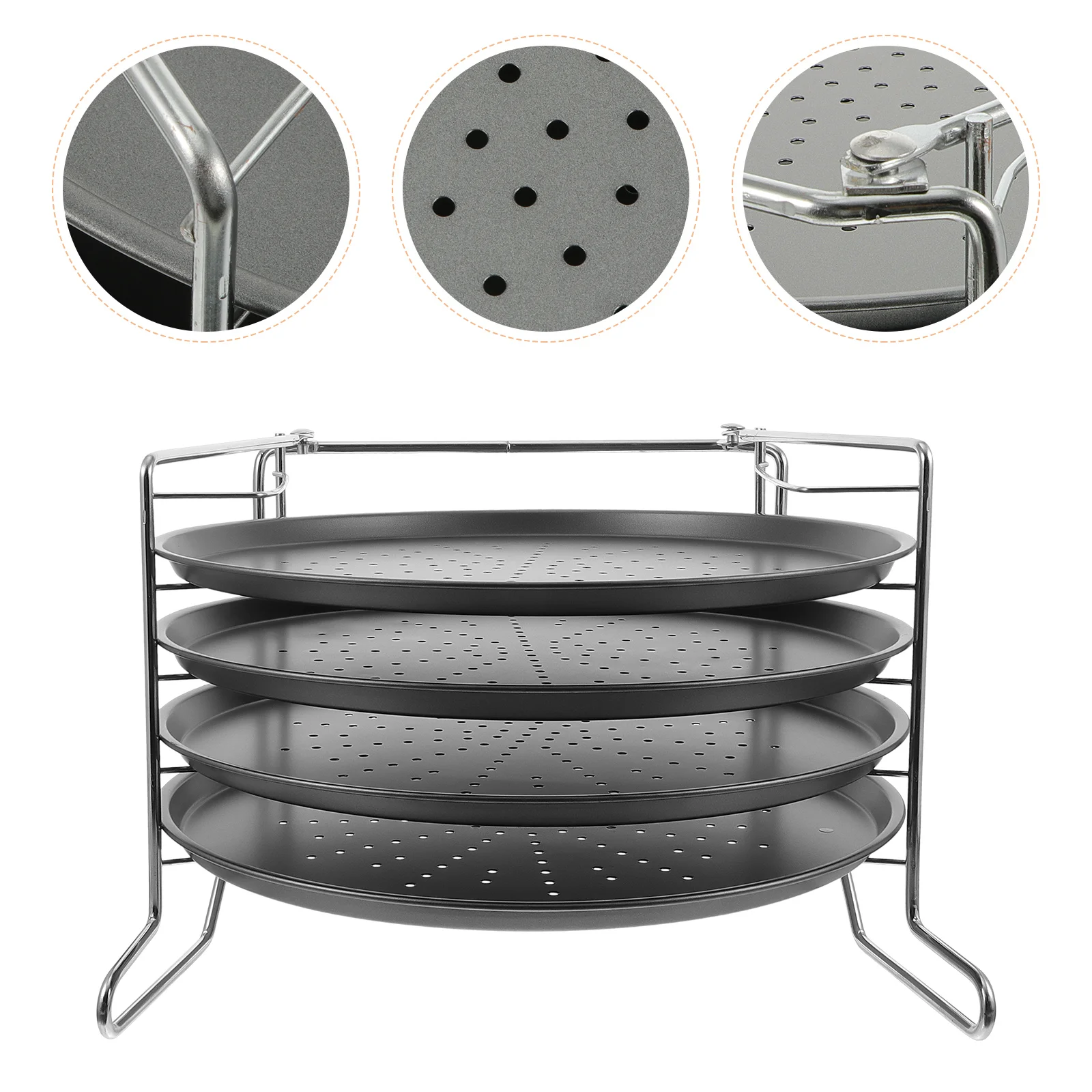 

Pizza Pan Baking Tray Oven Steel Stick Non Round Plate Aluminum Crisper Rack Carbon Pie Stainless Holes Microwave Pans Bakeware