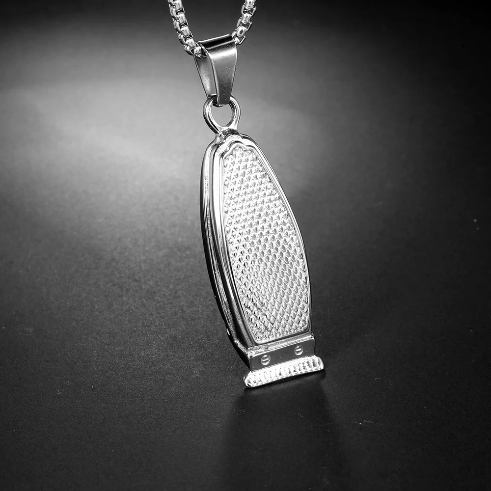 

Barber Haircut Shaver Long Men Necklaces Pendant Chain Punk for Boyfriend Male Stainless Steel Jewelry Creativity Gift