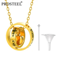 prosteel circular ring heart pendant cremation necklace goldstainless steelrose gold men women hair perfume locket