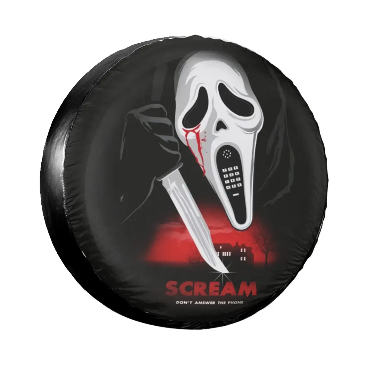 

Halloween Horror Movie Scream Spare Tire Cover Case Bag Pouch Ghost Killer Wheel Covers for Jeep Hummer 14" 15" 16" 17" Inch